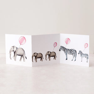 New Baby Elephant Watercolour Concertina Greetings Card