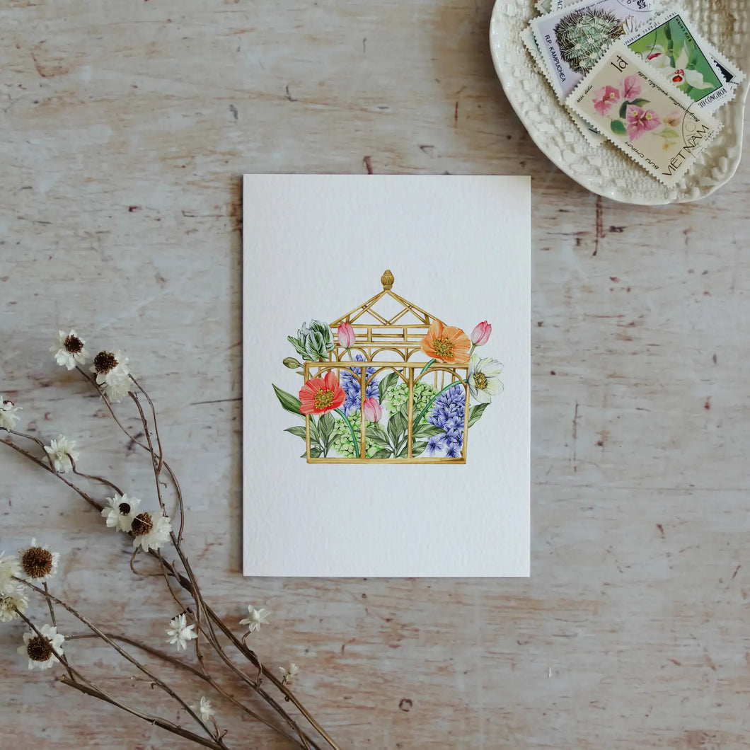 Floral Greenhouse Watercolour Sustainable Greeting Card