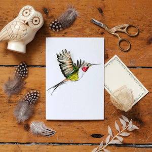 Hummingbird Pop Out Bird Watercolour Greetings Card