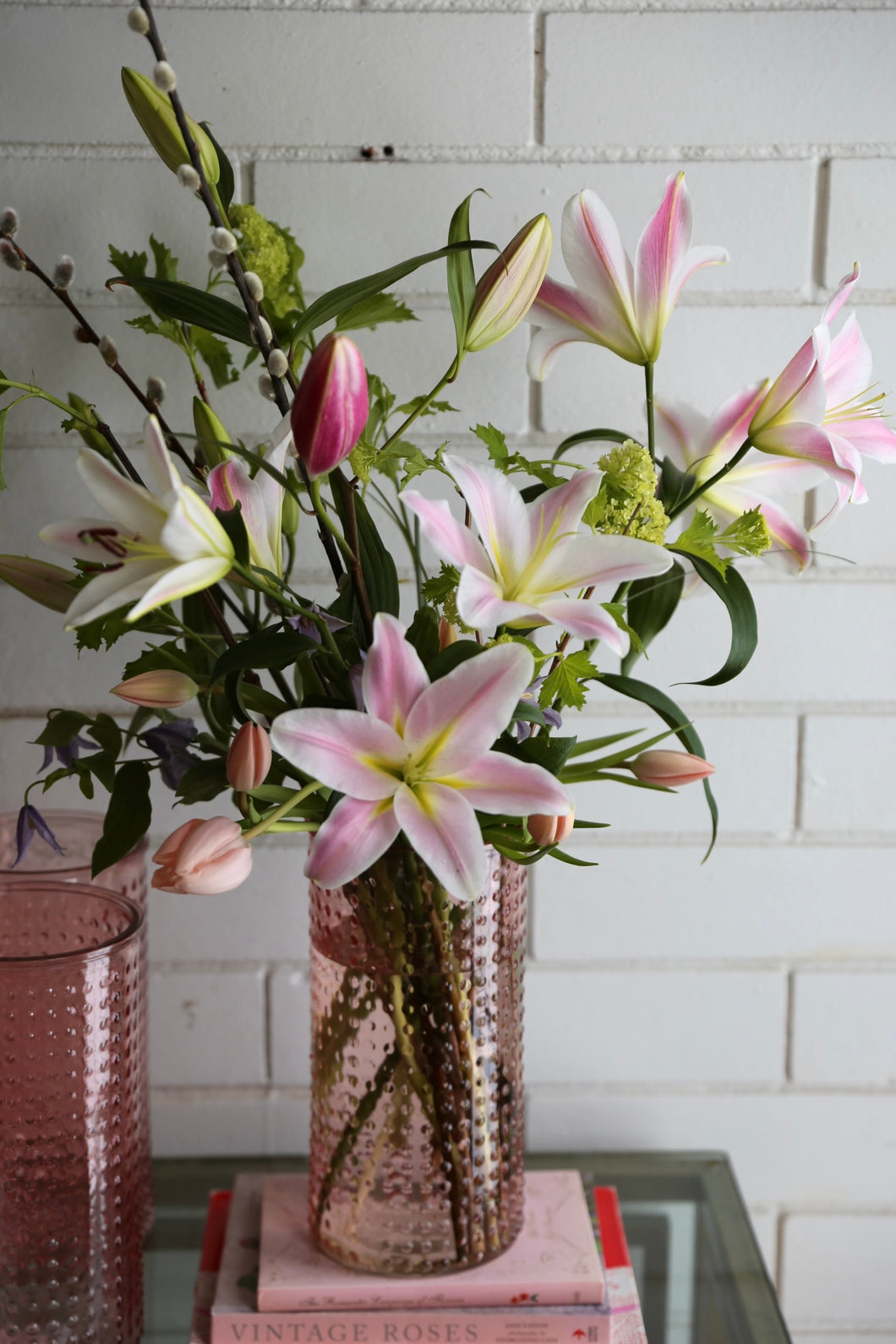 ♥ Valentine's Day ♥ -  Pink Lily, Tulip and Vibernum Vase Arrangement