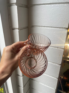 Pair of Pink Glass Teacups