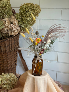 Fall Dried Arrangement - Amber Bottle