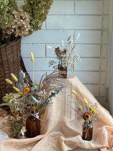 Fall Dried Arrangement - Amber Bottle