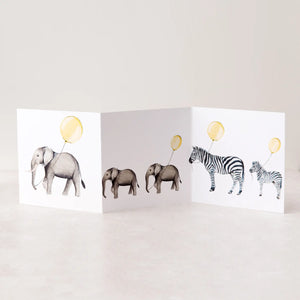 New Baby Elephant Watercolour Concertina Greetings Card