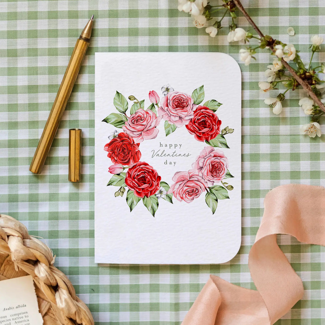 Red Roses Valentine Watercolour Floral Greetings Card