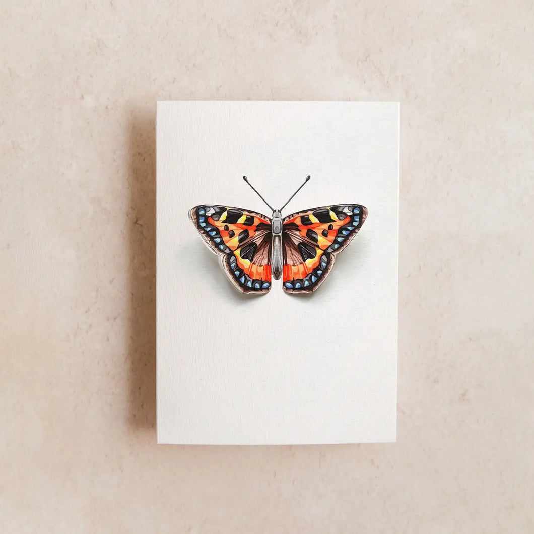 Tortoiseshell Pop Out Butterfly Watercolour Greetings Card