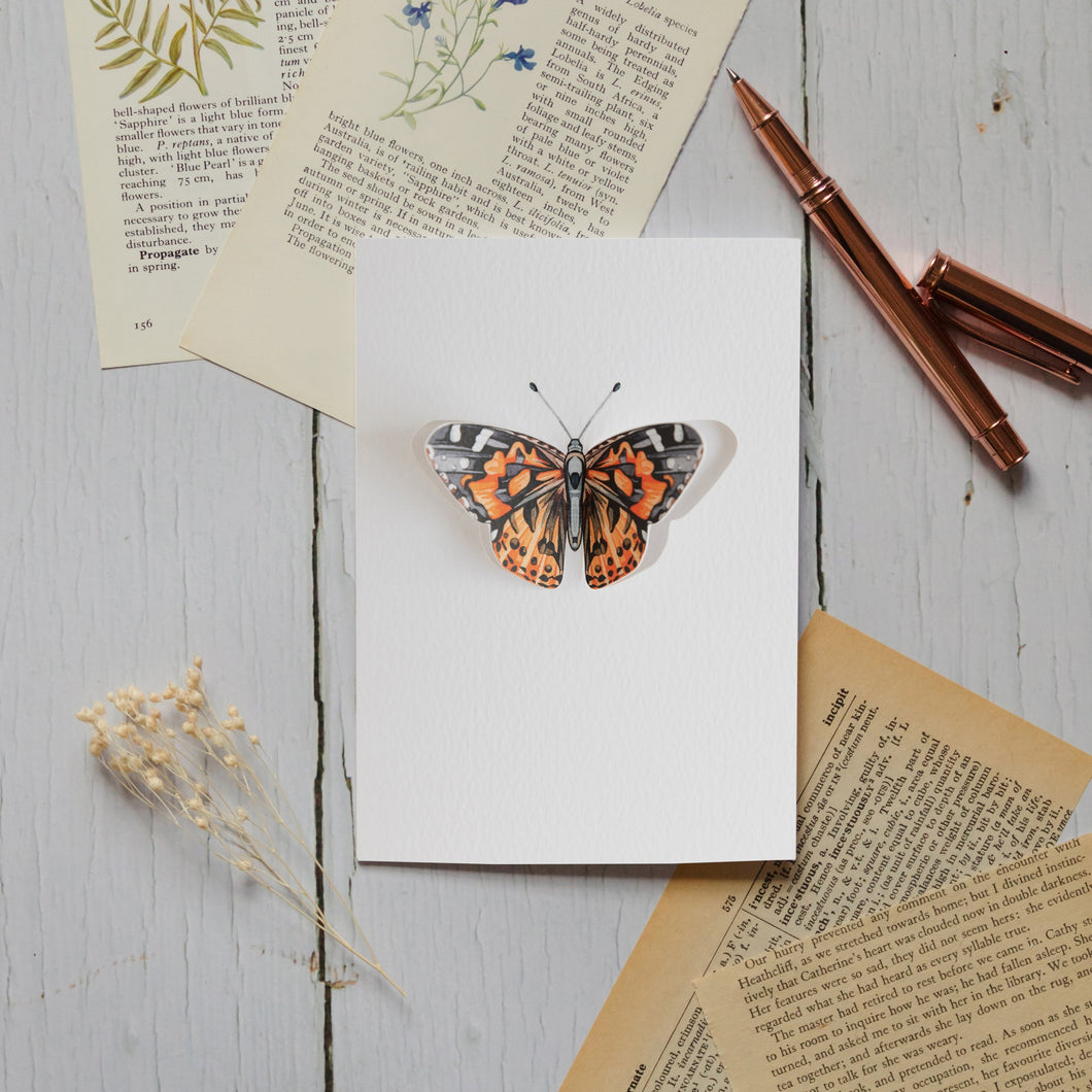 Painted Lady Butterfly 3D Greeting Card